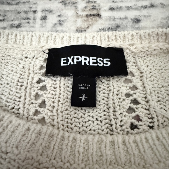 Express Ruffle Shoulder Cable Knit Sweater - Picture 7 of 7